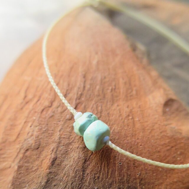 アンティーク　古代ターコイズ　＋　グーズベリー　①　ブレスレット　千世 chitose