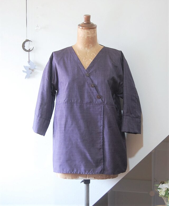 大島紬 深紫いろのチュニック 着物リメイク | iichi 日々の暮らしを