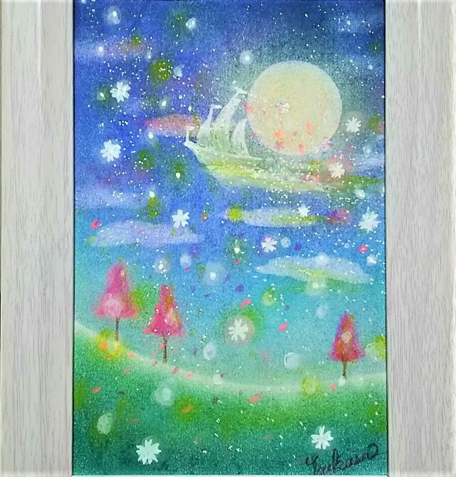 パステルアート『ピンクフラワー』 ハンドメイド パステル画 原画 - 絵画