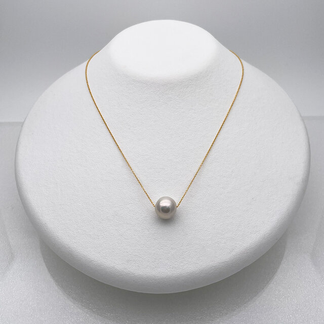 高品質 大珠本真珠の一粒スルーネックレス k14fg 10mm バロックパール
