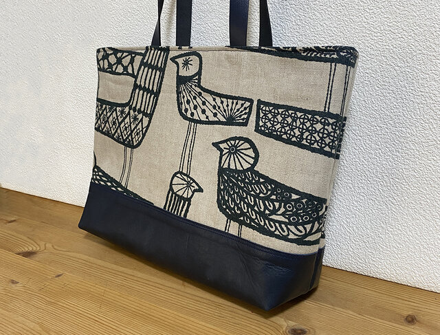 ミナペルホネンミングリング鳥柄トートバッグ