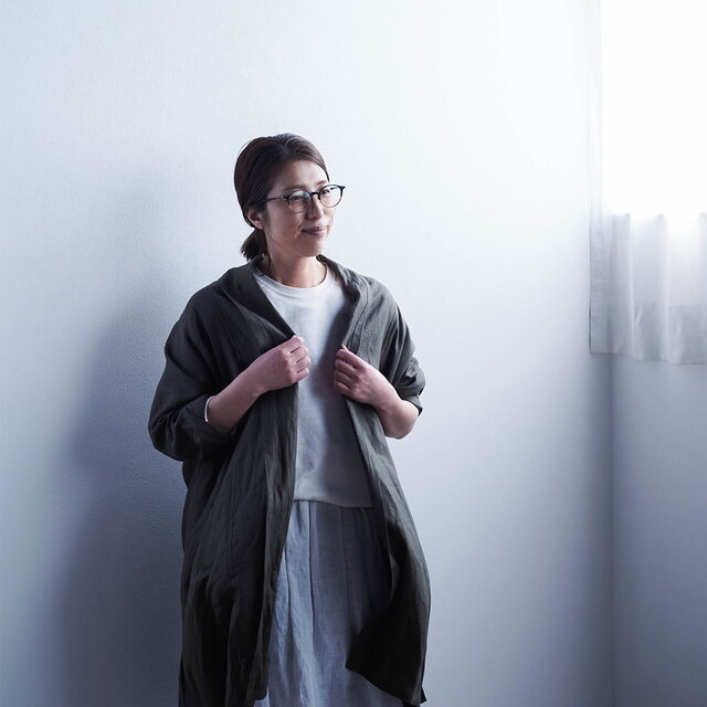 wafu.【リネンローブ】かんたんコーデの ショールカラーローブ ／ローズミスト wafu】リネンローブ もう手放せません 軽く肌が心地いい 美