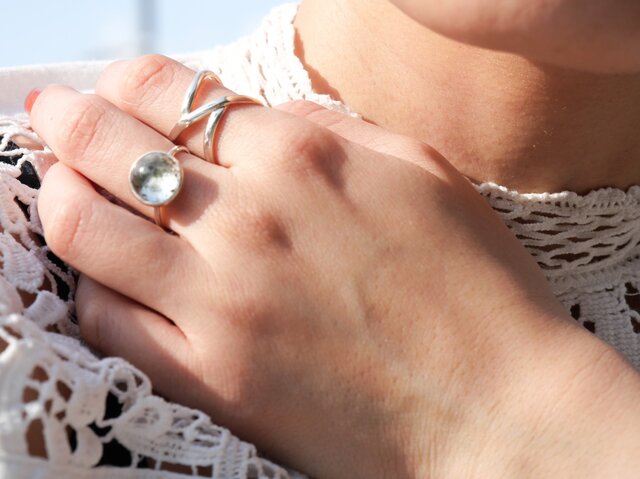 シルバーリング石付き ガーデンクオーツ|石彩-木目金・高級シルバー