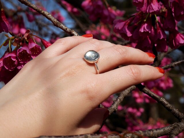 シルバーリング石付き ガーデンクオーツ|石彩-木目金・高級シルバー