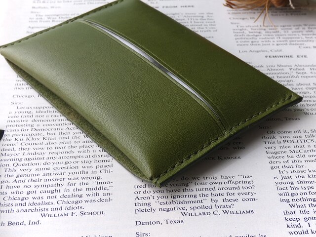 イタリア革のポケットティッシュケース/オリーブグリーン | iichi 日々