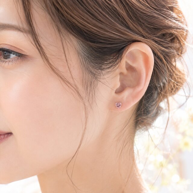 モルガナイト ハートの一粒ピアス sv925 天然石アクセサリー｜かわいい