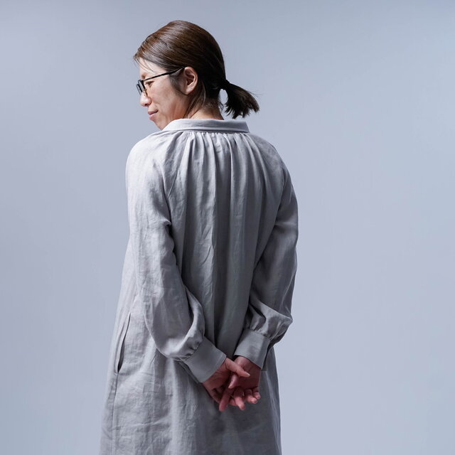 wafu】リネンワンピース 肩の力をぬいて 時を生きるリネンドレス / 灰