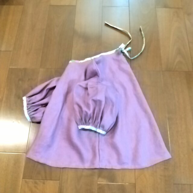 リネン&リバティパフスリーブトップス(ローズピンク)