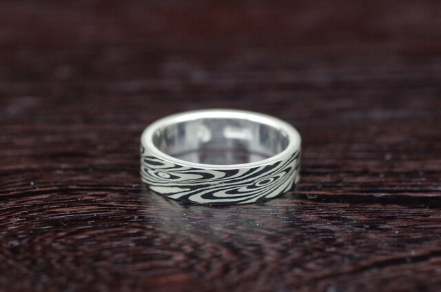 リング細糸　金糸付き木管 木目金玉リング(銀、赤銅、四分一) Mokumegane-tama Ring