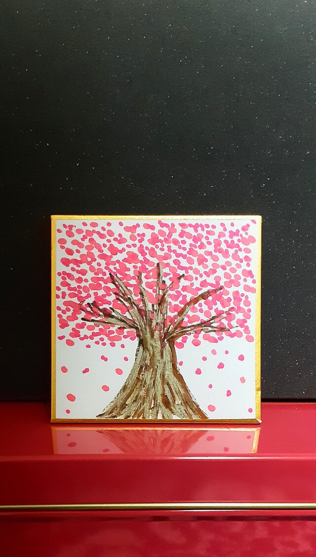 幸せを呼ぶはっぴい桜　原画 ミニ色紙