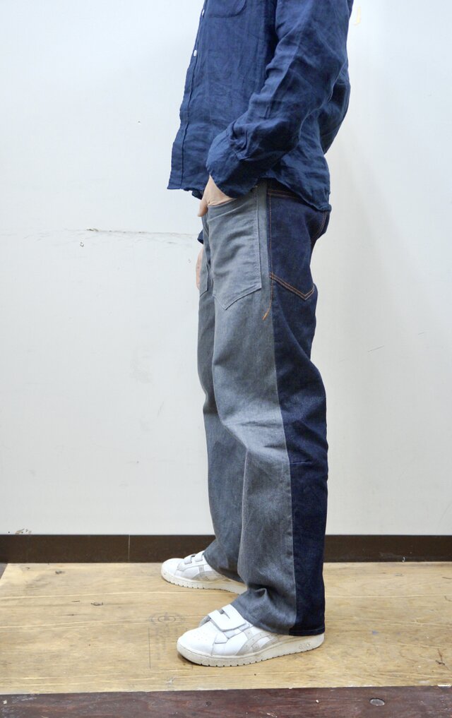 ストレートシルエット301 2tone jeans グレー×インディゴ | iichi 日々