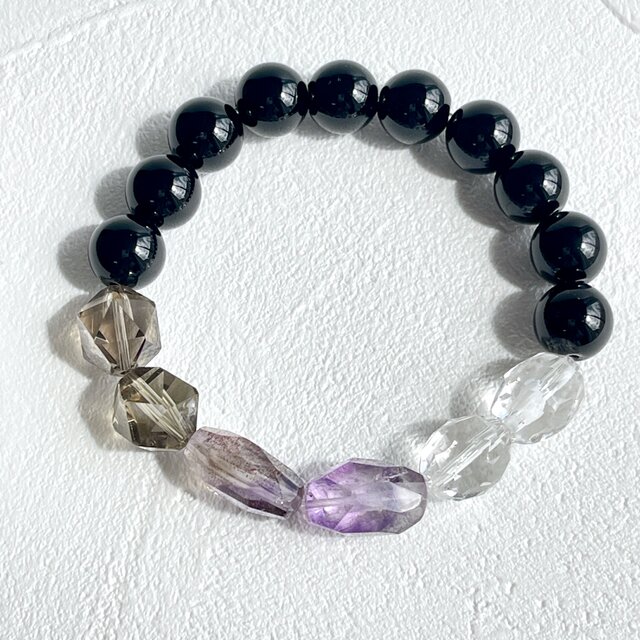 透明から漆黒へ✧モリオン10mm スーパーセブン グラデーションお守り