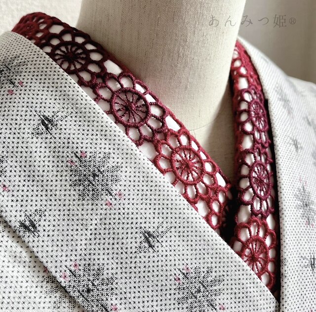 レースの半衿 お花レース 黒×カーキ | iichi 日々の暮らしを