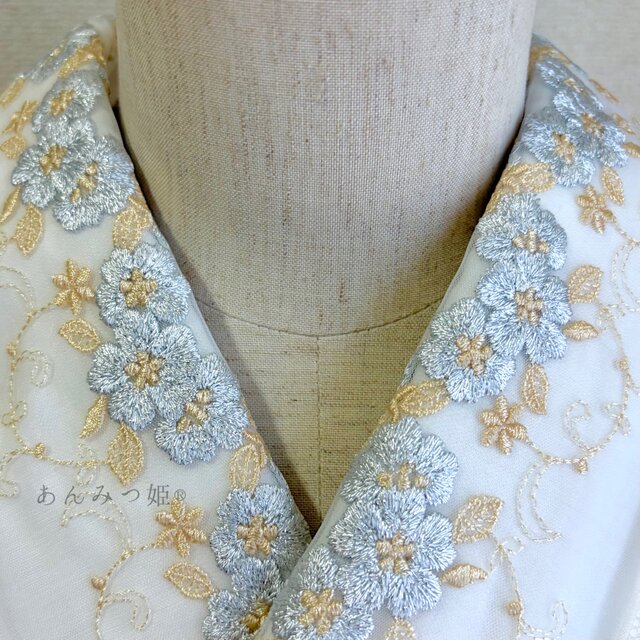 洗える刺繍半衿 銀花 | iichi 日々の暮らしを心地よくするハンドメイド