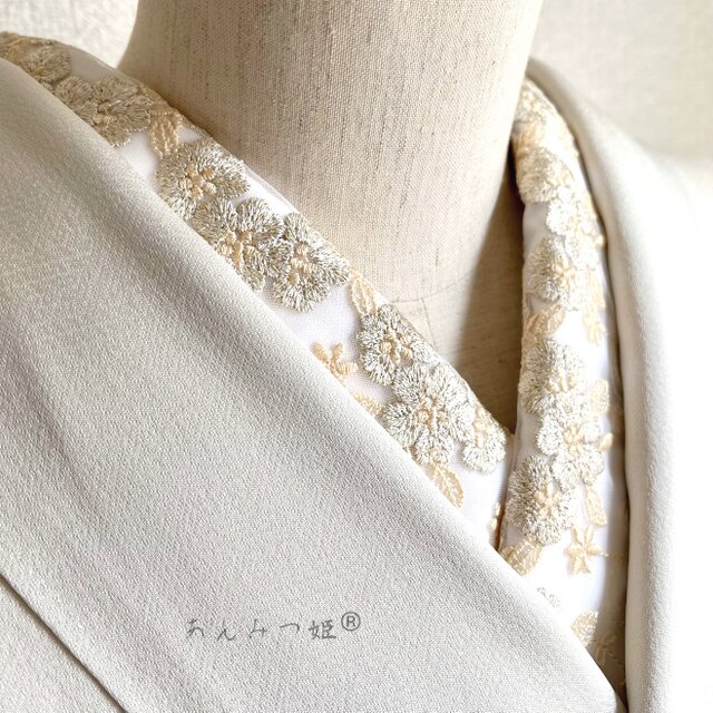 リネンレース半衿☆ （閃光舎 SENKOSHA 着物 帯 半衿 帯揚げ | 抹茶 x 
