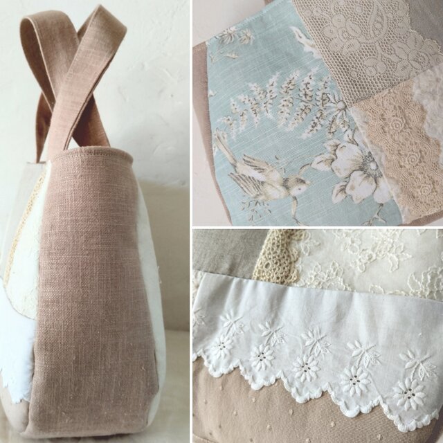 パッチワーク*アンティークレース*リネン*イギリス*小鳥 | iichi 日々