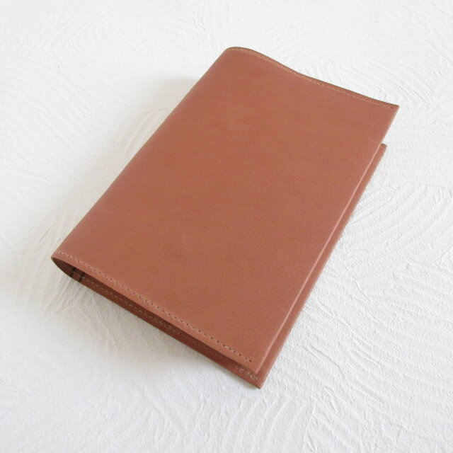 文庫本サイズ《ゴートスキン》ライトブラウン・ソフトシュリンク・一枚革のブックカバー・0805