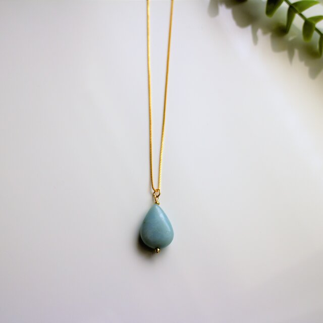 アマゾナイト ティアドロップ ネックレス K14gfネックレス | iichi