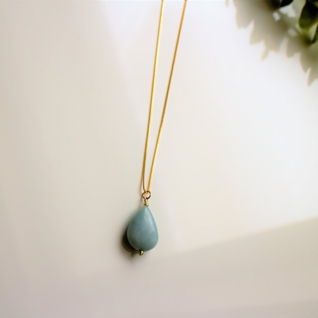 アマゾナイト ティアドロップ ネックレス K14gfネックレス | iichi