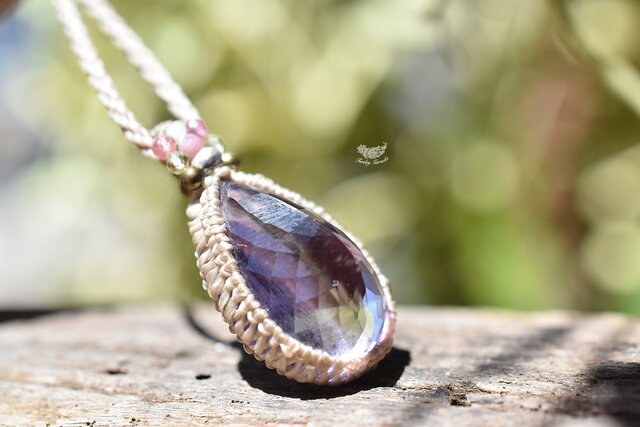 アメジスト　マクラメネックレス ファセットカット宝石☆アメジスト マクラメネックレス1002 | iichi