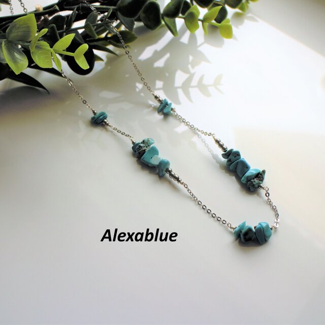 2way ターコイズ ロングネックレス ・３連ブレスレット 12月誕生石