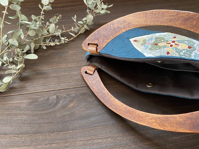 バッグ | 相良刺繍（ブルー / 古布×リネン） | iichi 日々の暮らしを