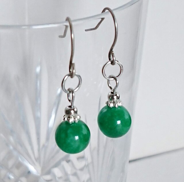 森の石 アベンチュリン【天然石】の コロンと可愛い一粒ピアス