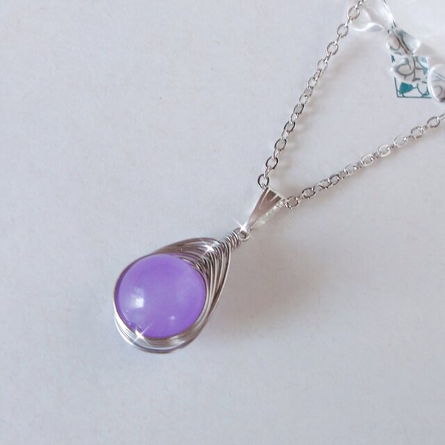 天然石 パープル クォーツァイトのネックレス ペンダント