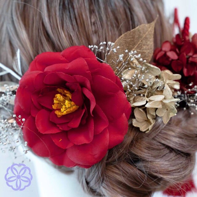 髪飾り 花飾り 和装 造花 ヘアアクセサリー 着物 振袖 - ヘアアクセサリー
