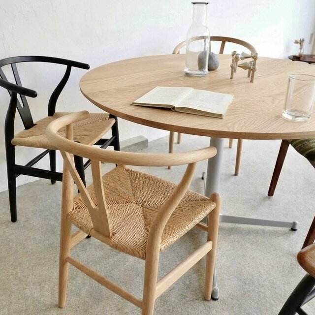 ラウンドテーブル オーク材 直径110cm/OAK無垢材/高さ指定/脚カラー選択/丸テーブル/オーク