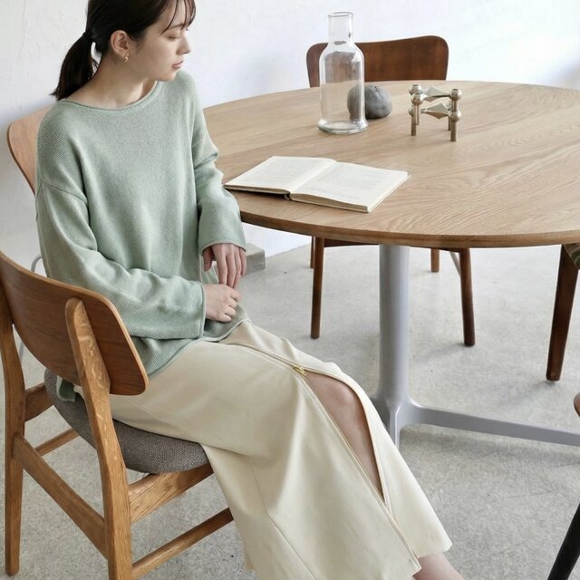 直径110cm/OAK無垢材/高さ指定/脚カラー選択/丸テーブル/オーク