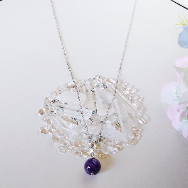 【アメジスト天然石】   ネックレス  2月誕生石　スピリチュアル　浄化済 2月の誕生石』アメジスト 天然石 ネックレス ペンダント | iichi 日々
