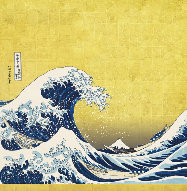 浮世絵パネル　三分割　40×90㎝ オリジナルアートパネル 「冨嶽三十六景 神奈川沖浪裏」（2枚組