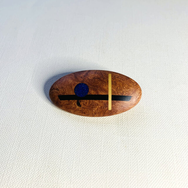 ブローチ -カリン･コクタン･アマレロ･ラピスラズリ 楕円-