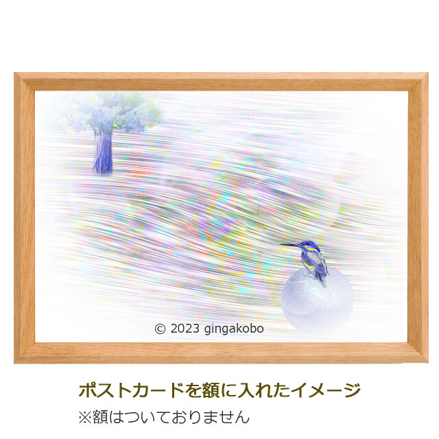 風との話」カワセミ 鳥 川 ほっこり癒しのイラストポストカード2枚組No