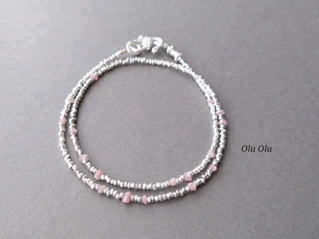 超希少ピンクダイヤモンド×カレンシルバーの2連ブレスレット | iichi