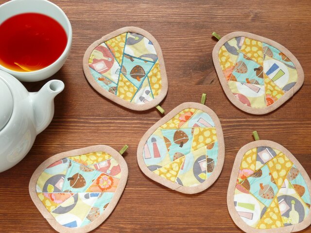 洋なしのコースター(5枚組) ~ランチボックス~の画像1枚目