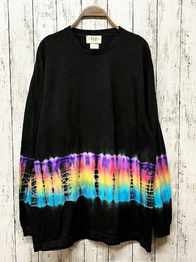 タイダイ染め 長袖Ｔシャツ  XLサイズ HIPPIES DYE ブラック HD19-14