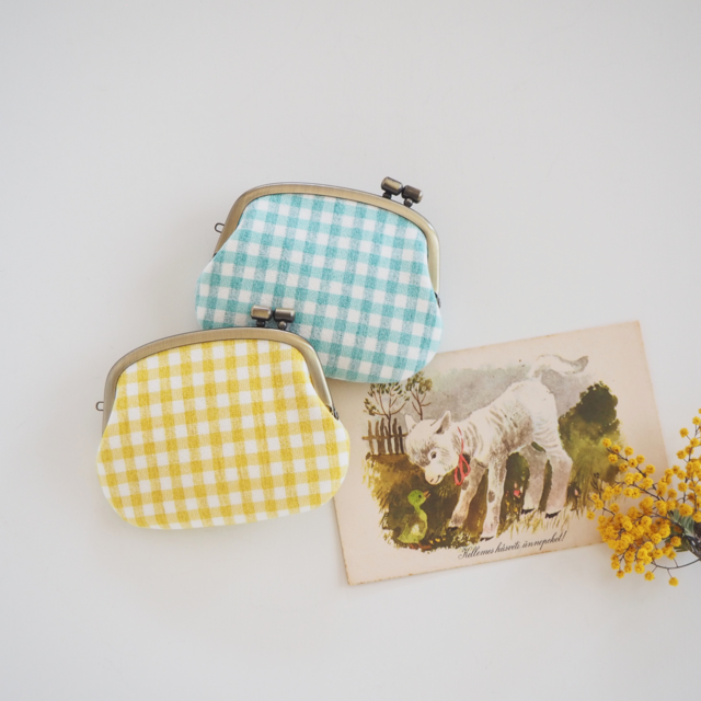 □横ひねりがま口コインケース / ギンガムチェック□ panier(gch