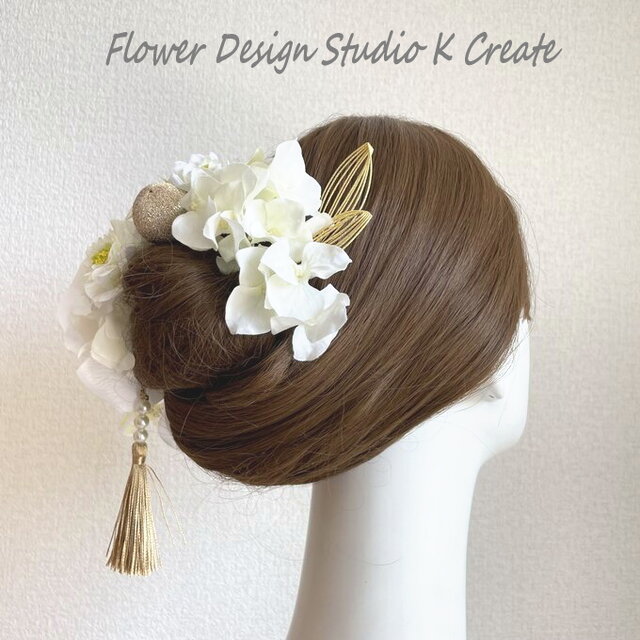胡蝶蘭と紫陽花のヘッドドレス（13点） ウェディング 成人式 結婚式 髪 
