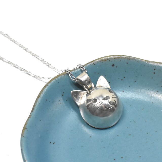 猫 シルバーペンダントトップ No-01