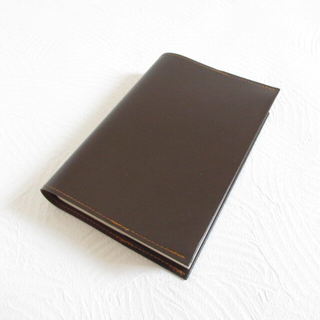 文庫本サイズ《ゴートスキン》ダークブラウン・スムース・一枚革のブックカバー・0812