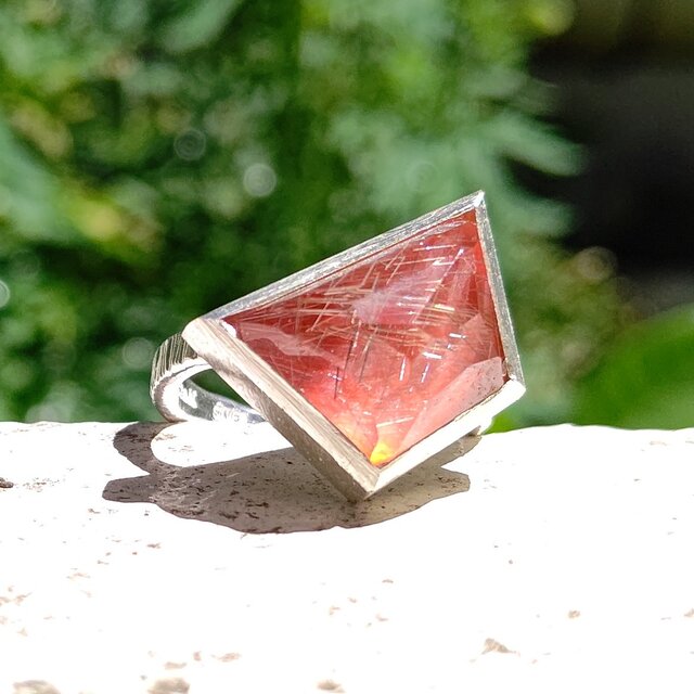 ルチルクォーツ × 赤メノー ダブレット 変形ひし形 シルバーSV925