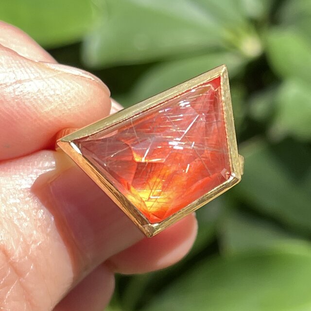 ルチルクォーツ × 赤メノー ダブレット 変形ひし形 シルバーSV925