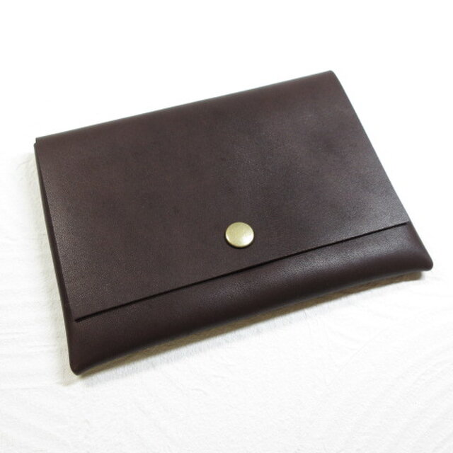 【アウトレットライン】B7サイズ＆パスポート対応ケース・ゴートスキン・ダークブラウン・カードポケット付き・0160