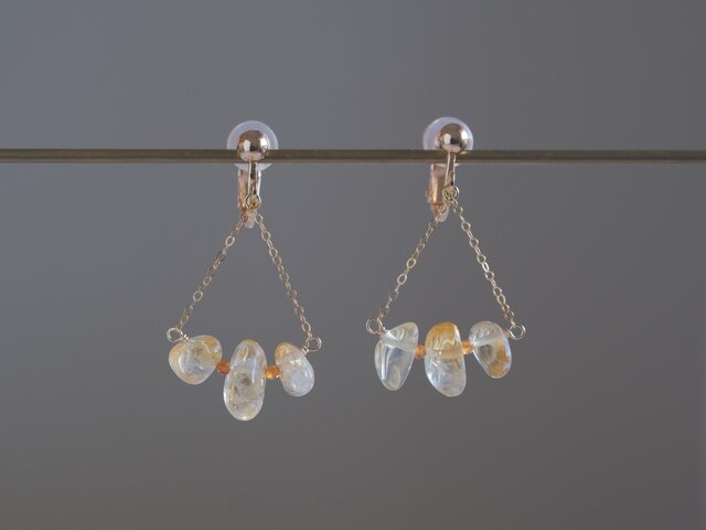 sítrín earring 天然石ピアス・イヤリング シトリン×ヘソナイト