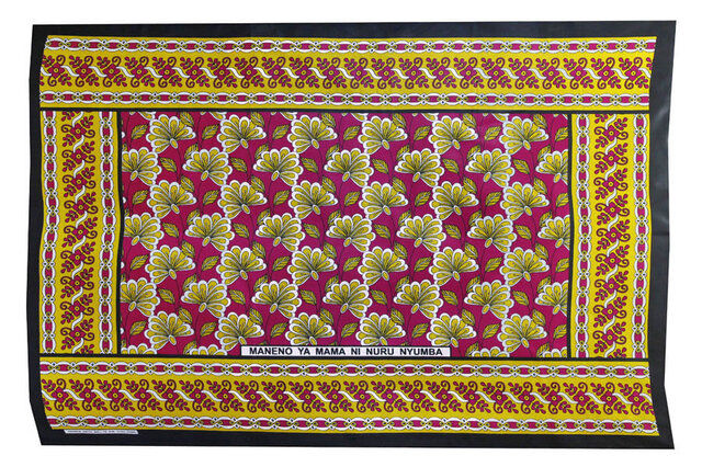 カンガ｜ルビーレッド × イエロー フラワー アフリカ布 アフリカン