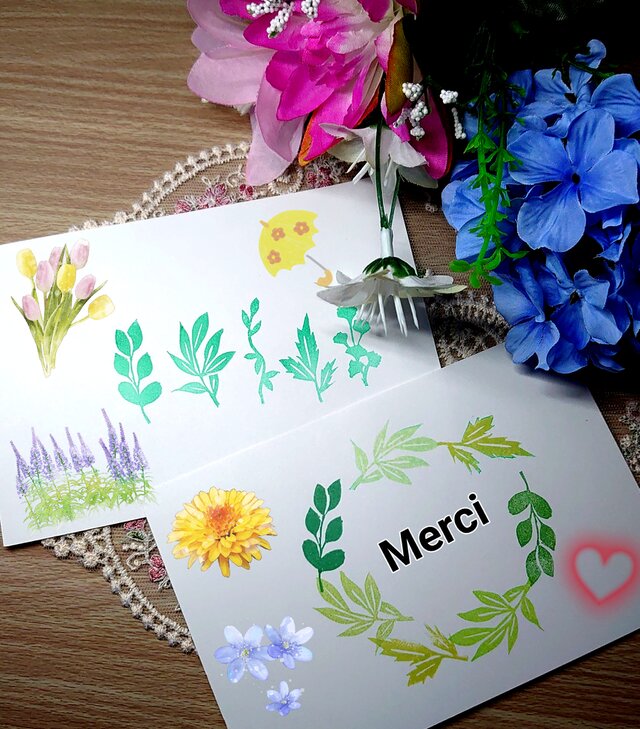 消しゴムはんこ「ボタニカル④」5個