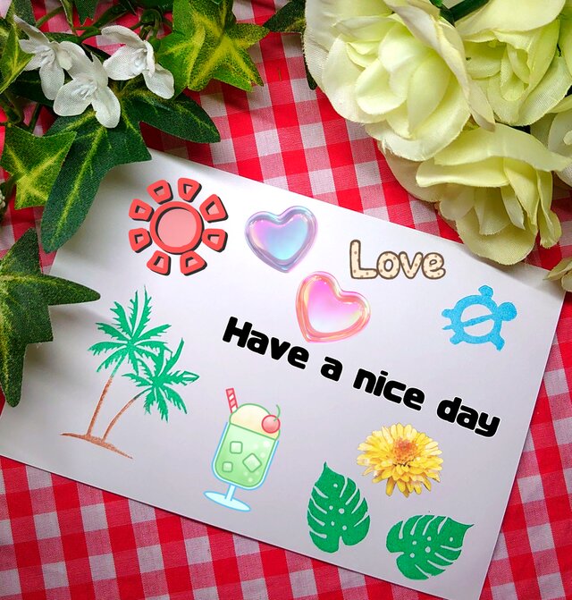 消しゴムはんこ「ハワイアン柄①」3個