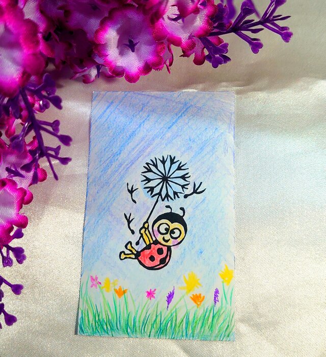 消しゴムはんこ「てんとう虫・綿毛」3個